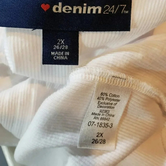 Denim 24/7 2X white sequined tank‎ - Picture 4 of 4